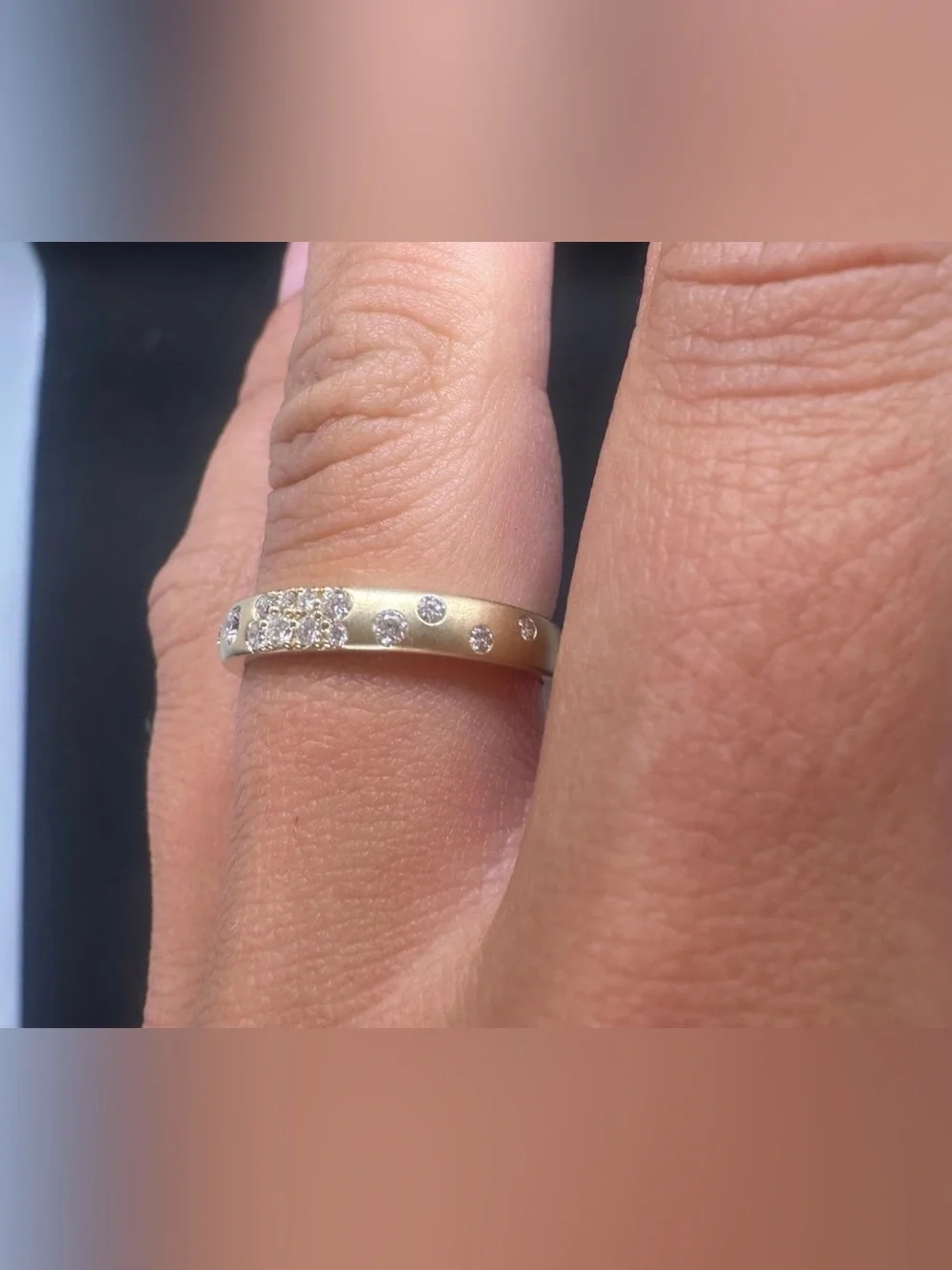 14K Yellow Gold Sandblast natural Diamond Band 0.21 CTW Size 6.5